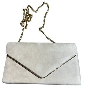 Dasein Envelope style Faux Suede Formal Clutch/Crossbody Camel color with gold